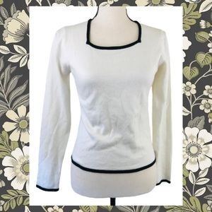 Vintage Y2K MetroGirl Cream Black Square Neck Sweater Soft M